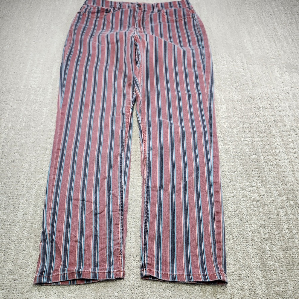 American Eagle Mom Jean Women 8 Multi Stripe High Rise Tapered Stretch Denim Y2K